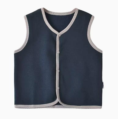 Hotly recommended baby autumn and winter thickened warm plus fleece vest (C1047 feet green gray edge) (size: 73-100CM (please contact customer service to confirm the delivery size after placing the order)
