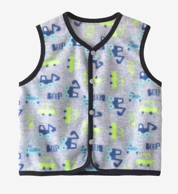 Hotly recommended baby autumn and winter thickened warm plus fleece vest (C1049 hemp gray car) (size: 73-92CM (please contact customer service to confirm the delivery size after placing the order)