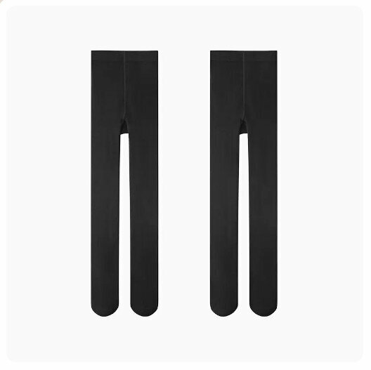 Hot Recommended (2 pieces) Children's Pantyhose Leggings [Plain Style] Black + Black] (Size: 120/140) (Please contact customer service to confirm the delivery size after placing the order)