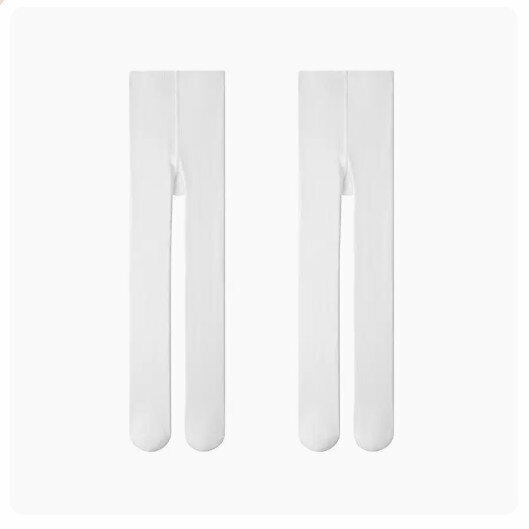 Hot Recommended (2 pieces) Children's Pantyhose Leggings [Plain Style] White + White] (Size: 120/140) (Please contact customer service to confirm the delivery size after placing the order)