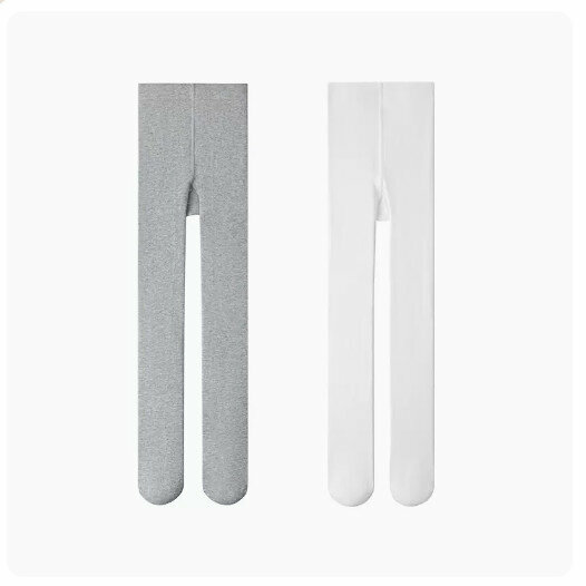 Hot recommendation (2 pieces) children's pantyhose and leggings [plain style] light gray + white] (size: 120/140) (please contact customer service to confirm the delivery size after placing the order)