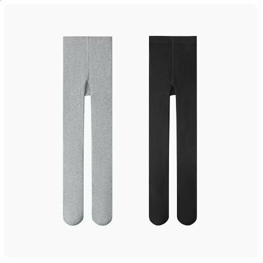Hot recommendation (2 pieces) Children's pantyhose and leggings [plain style] light gray + black] (size: 120/140) (please contact customer service to confirm the delivery size after placing the order)