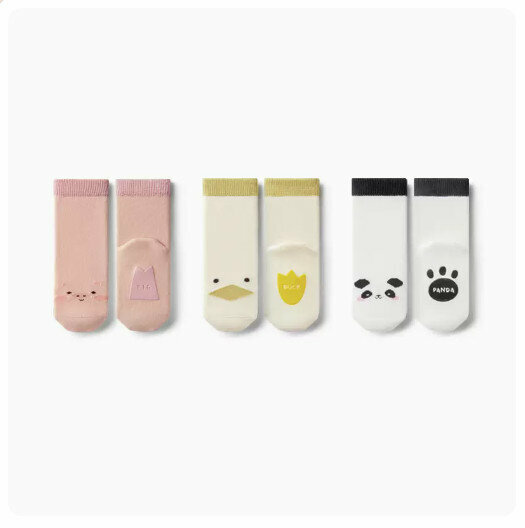 Hot recommendation (3 pairs) non-slip boneless glue socks [pig+duck+panda] (size: suitable for 1-3 years old)