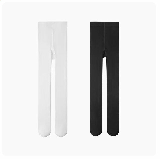 Hot Recommended (2 pieces) Children's Pantyhose Leggings [Plain Style] White + Black] (Size: 120/140) (Please contact customer service to confirm the delivery size after placing the order)