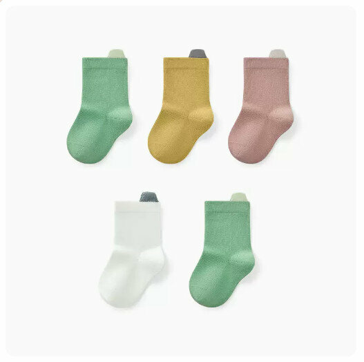 Hot recommendation (5 pairs) high elastic mid-calf socks boneless toddler socks [girls] light green + cheese yellow + grapefruit powder + milk white + light green] (size: 0-3 years old) (please contact customer service after placing an order Confirm delivery size)