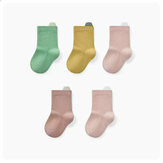 Hot recommendation (5 pairs) high elastic mid-calf socks boneless toddler socks [girls] light green + cheese yellow + cloud pink + grapefruit pink + cloud pink] (size: 0-3 years old) (please contact customer service after placing an order Confirm delivery size)