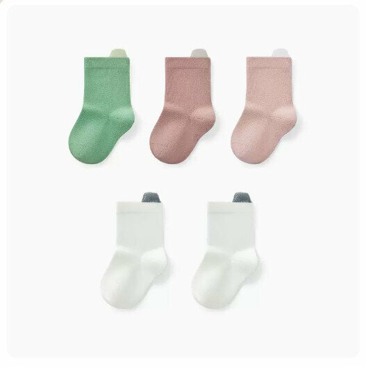 Hot Recommended (5 pairs) High Elastic Mid-calf Socks Boneless Toddler Socks [Girls] Light Green + Grapefruit Pink + Cloud Pink + Milk White + Milk White] (Size: 0-3 years old) (Please contact customer service after placing an order Confirm delivery size)
