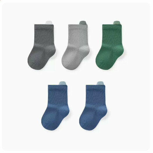 Hot recommendation (5 pairs) high elastic mid-calf socks boneless toddler socks [boys] maca gray + milk gray + rain green + ocean blue + ocean blue] (size: 0-3 years old) (please contact customer service for confirmation after placing an order) Shipping size)