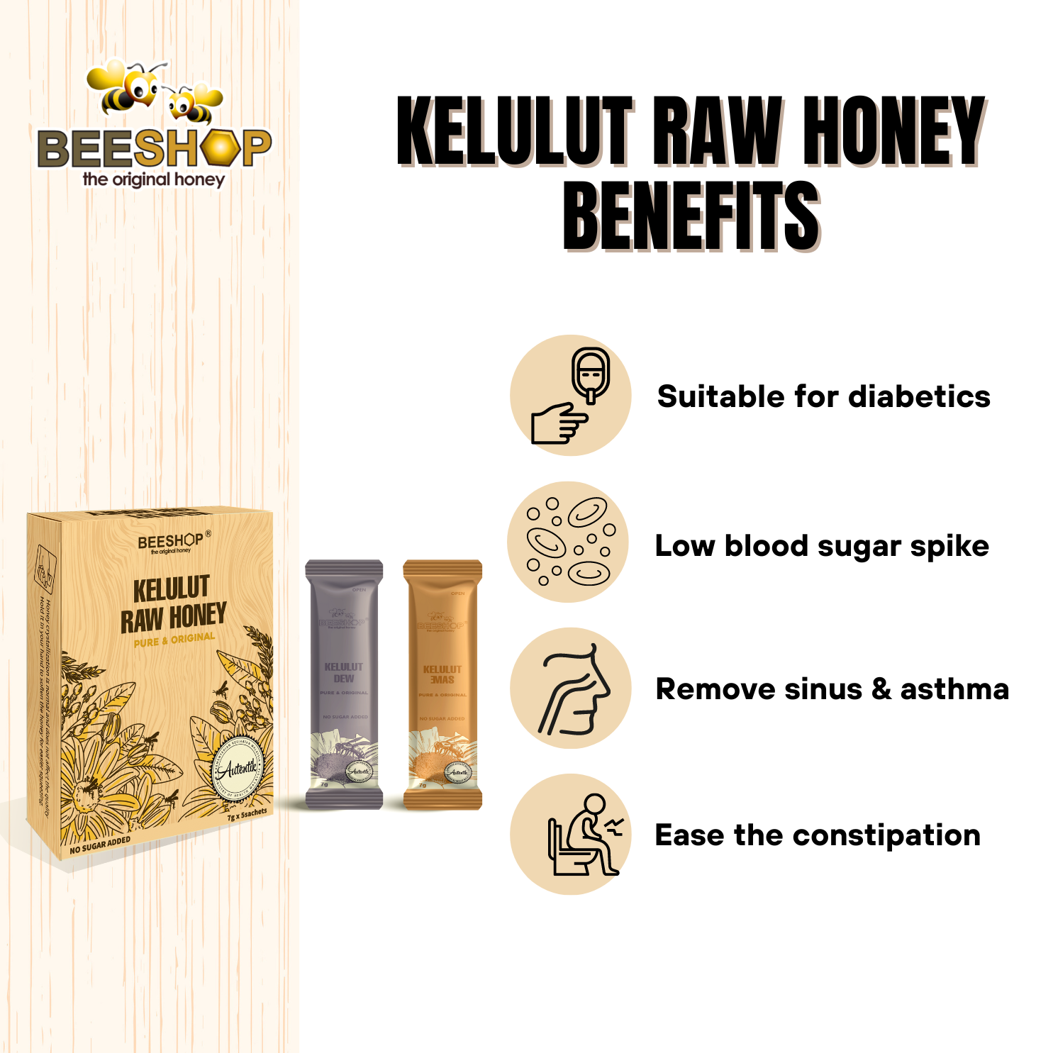 Kelulut Raw Honey Sachet 7g X 5 sachet [Halal & 100% Original]