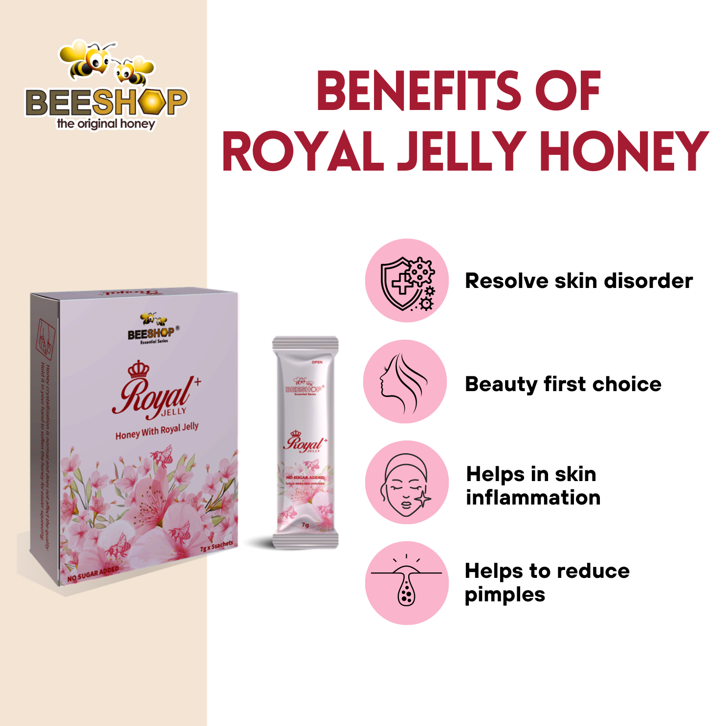 Honey Royal Jelly Sachet - 7g x 5 Sachets [Halal & 100% Original]
