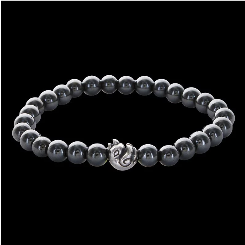 MF 6mm Stone Bracelet Silver W/ Chick Bead