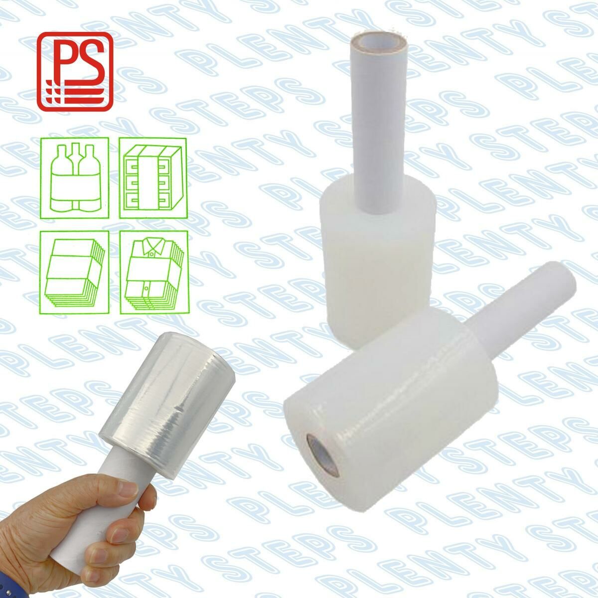 手柄透明圍綑膠膜, 拉伸膜, 保鮮紙 - 100mm x 200m, 1卷