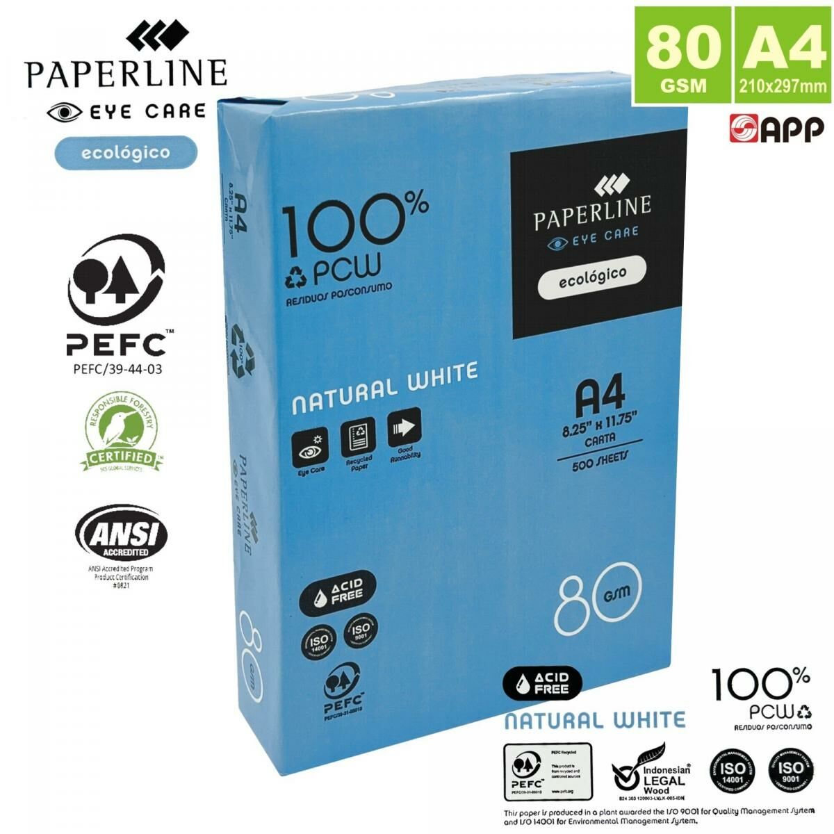 80克A4 Paperline "Eye Care" 環保再生白影印紙 (500張)