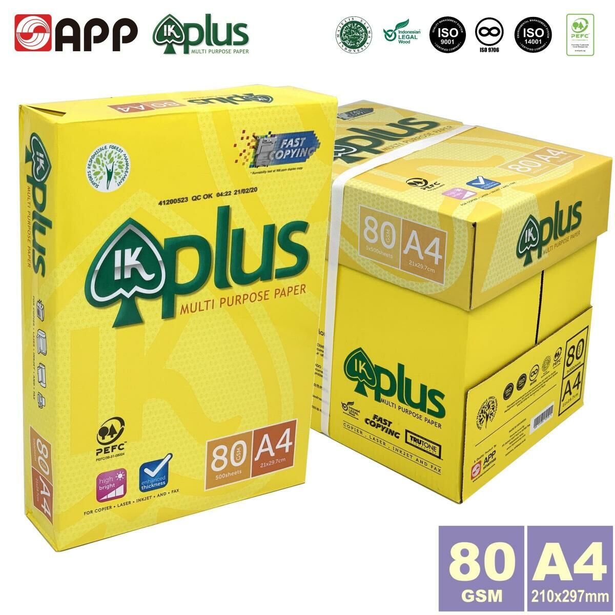 【箱裝】80克 A4 "IK PLUS" 白影印紙 (2,500張) 5包 a4紙