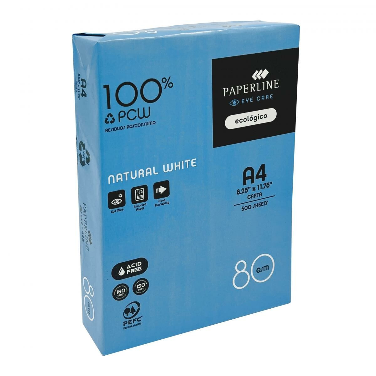 【箱裝】80克A4 Paperline "Eye Care" 環保再生白影印紙 (2,500張) 5包