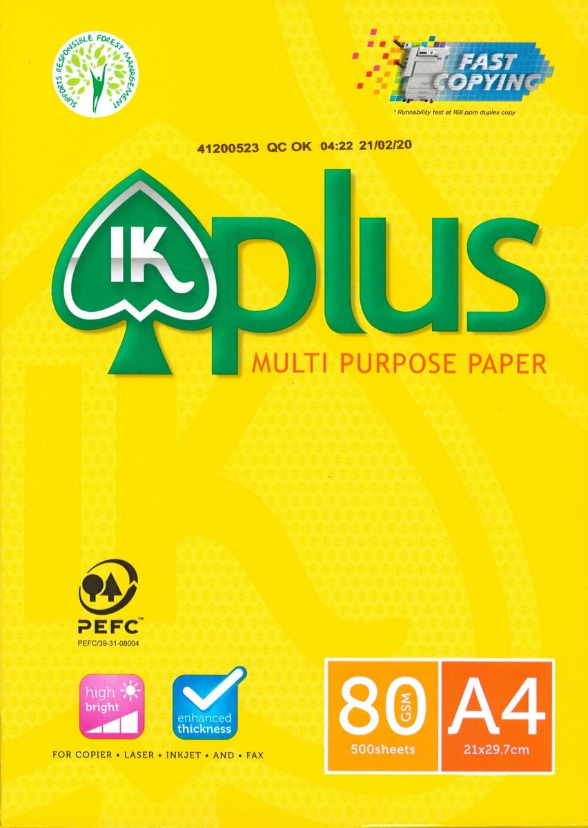 80克 A4 "IK PLUS" 白影印紙 (500張) a4紙