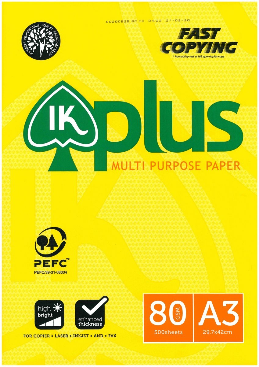 80克 A3 "IK PLUS" 白影印紙 (500張) a3紙