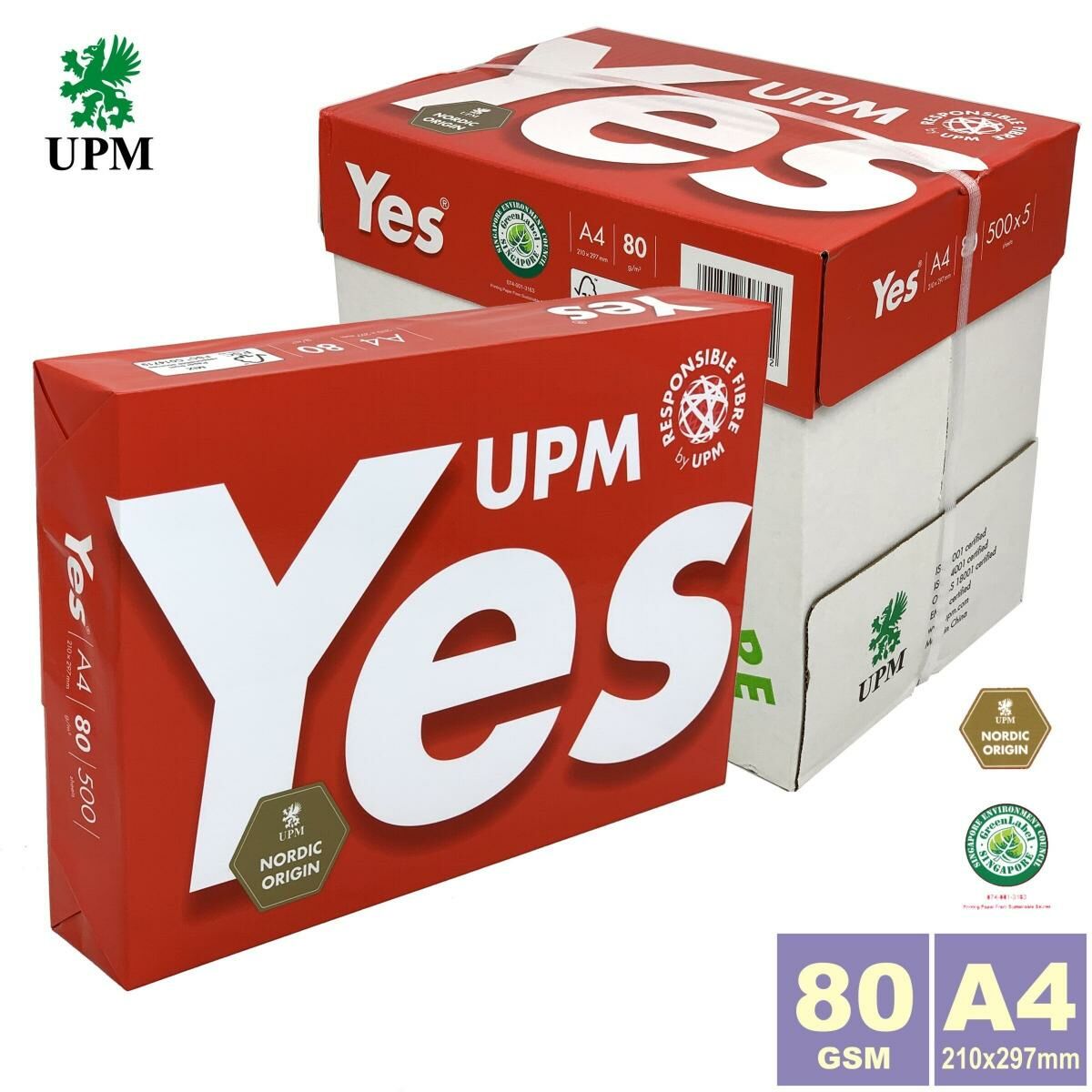 【箱裝】80克 A4 "YES" 白影印紙 (2,500張) 5包 a4紙