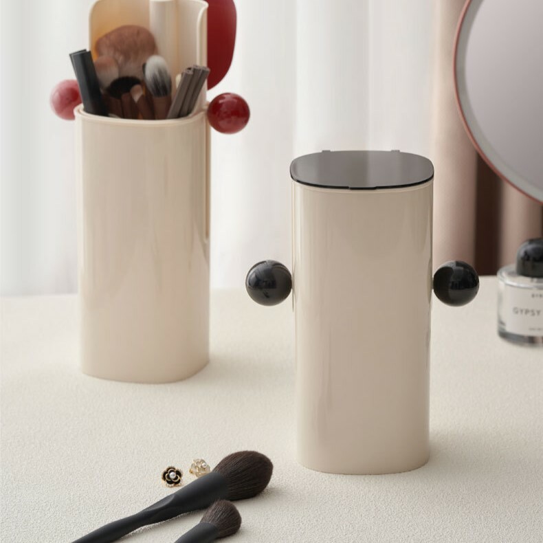 《4559》簡約素色分隔式化妝刷收納桶