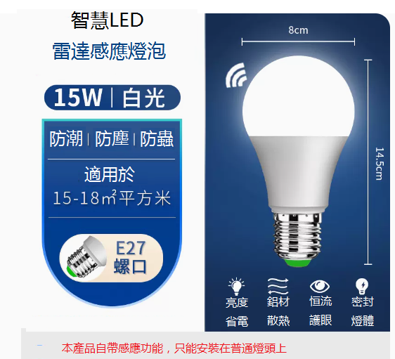 Hot recommended LED radar sensor bulb 15w