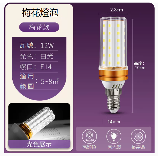 熱推LED燈泡玉米燈（e14螺口 超亮12W白光）