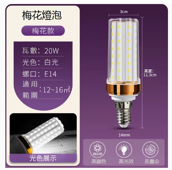 Hot recommended LED light bulb corn lamp (e14 screw socket, super bright 20W white light)