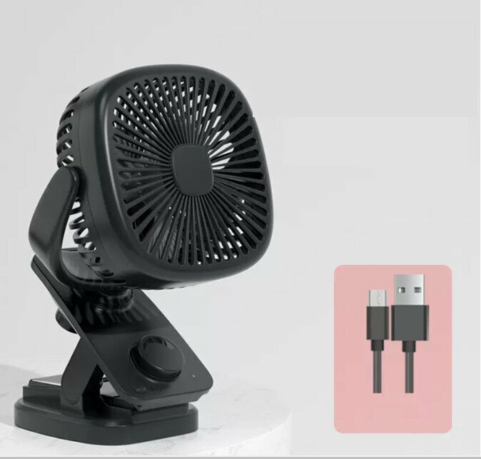 熱推搖頭小電風扇(標準版黑色-不帶電池+充電線)