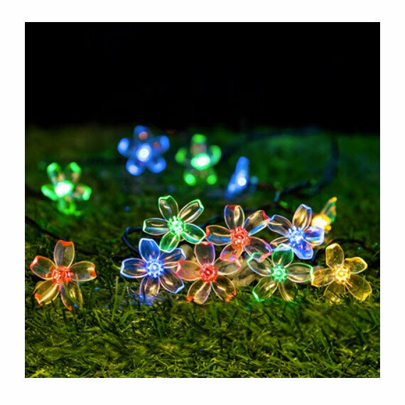 爆款LED裝潢燈【櫻花燈串-彩光】【12米100燈【太陽能充電】】 