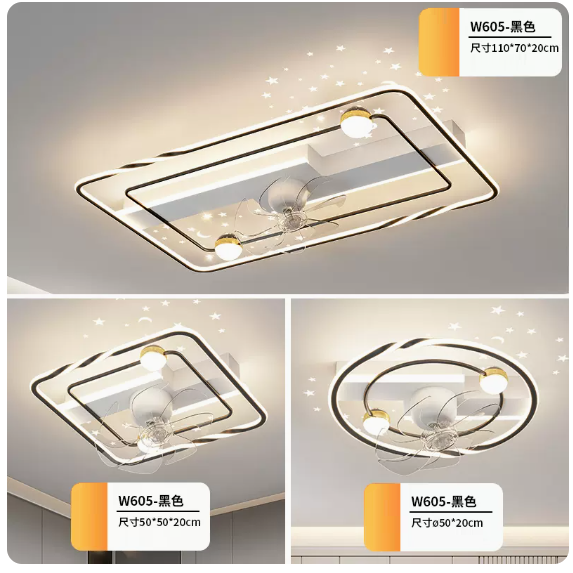 New ceiling lamp set (3-piece set [Package 1_white and black_two rooms and one living room_remote control] infinite dimming)