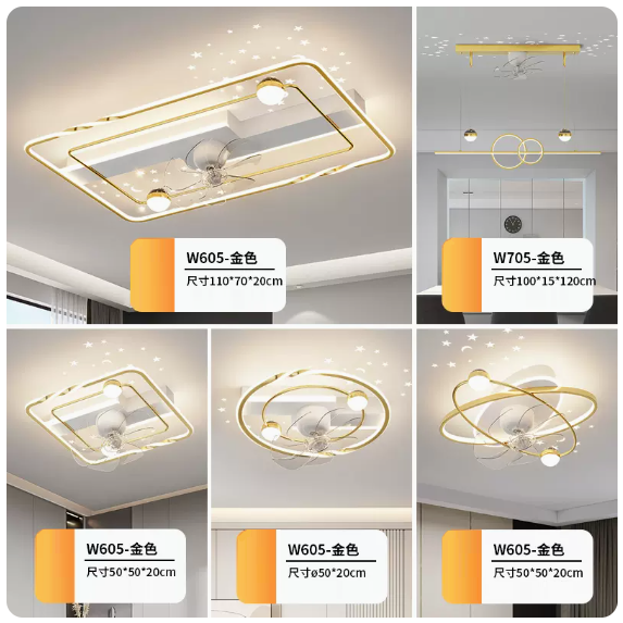 New ceiling lamp set (5-piece set [Package 8_Platinum_Three rooms and two living rooms_Remote control] Infinitely dimmable)