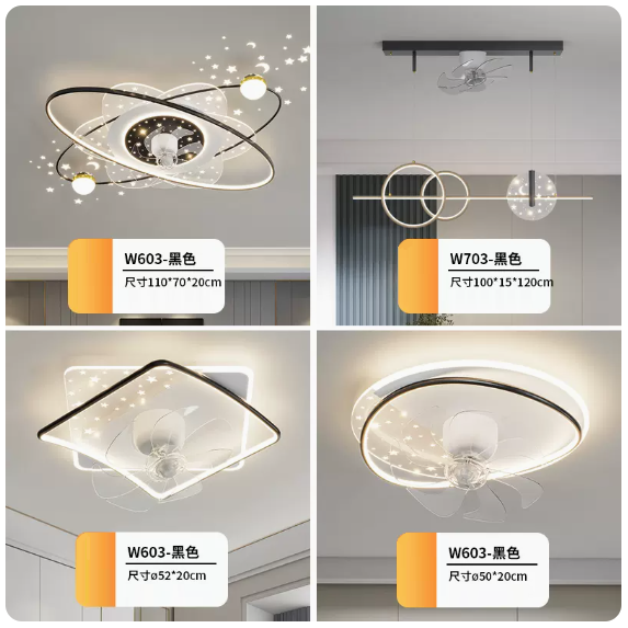 New ceiling lamp set (4-piece set [Package 2_White and Black_Two Rooms and Two Living Rooms_Remote Control [Infinite Dimming]))