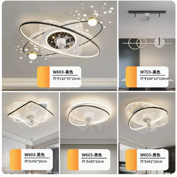 New ceiling lamp set (5-piece set [Package 4_White and Black_Three Rooms and Two Living Rooms_Remote Control [Infinite Dimming]))