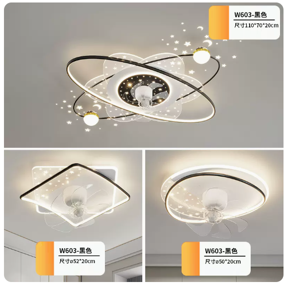 New ceiling lamp set (3-piece set [Package 1_White and black_Two rooms and one living room_Remote control [Infinite Dimming]))