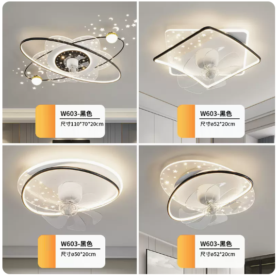 New ceiling lamp set (4-piece set [Package 3_White and black_Three rooms and one living room_Remote control [Infinite Dimming]))