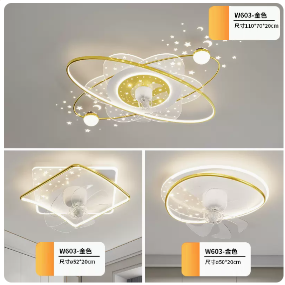 New ceiling lamp set (3-piece set [Package 7_Platinum_Two rooms and one living room_Remote control [Infinite Dimming]))