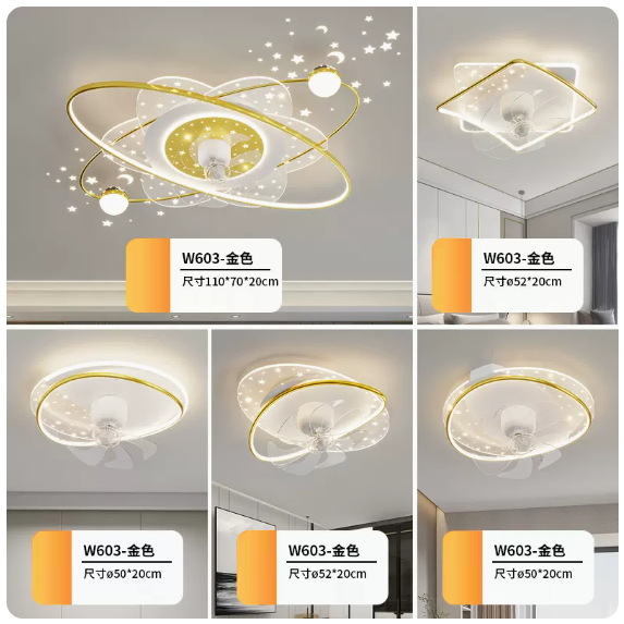 New ceiling lamp set (5-piece set [Package 11_Platinum_Four rooms and one living room_Remote control [Infinite Dimming]))
