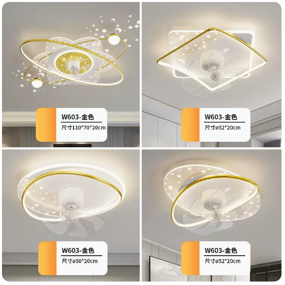 New ceiling lamp set (4-piece set [Package 9_Platinum_Three rooms and one living room_Remote control [Infinite Dimming]))