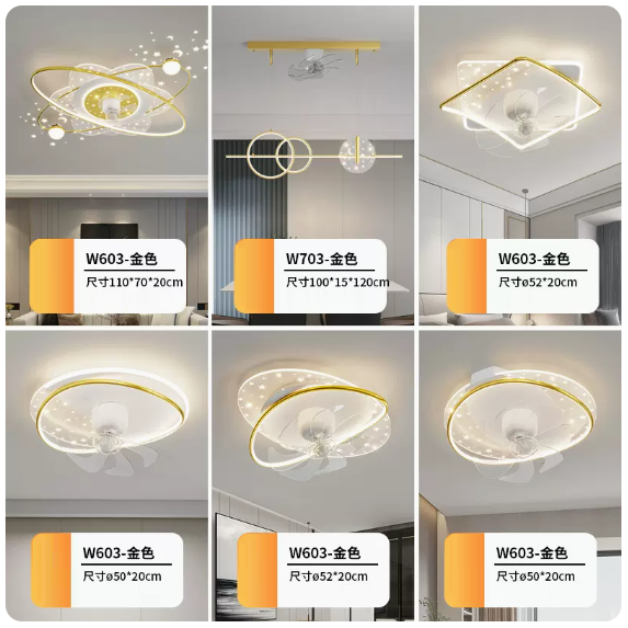 New ceiling lamp set (6-piece set [Package 12_Platinum_Four rooms and two living rooms_Remote control [Infinite Dimming]))