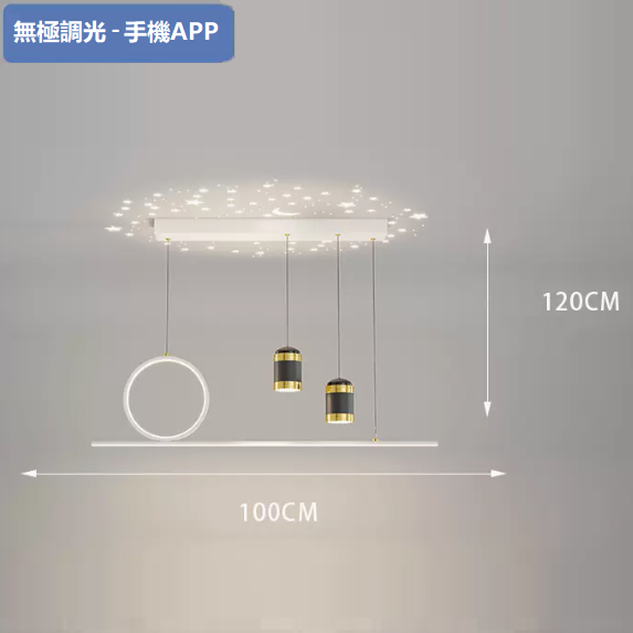 New ceiling lamp (1002 white_dining ceiling 100CM remote control + mobile phone APP [stepless dimming])