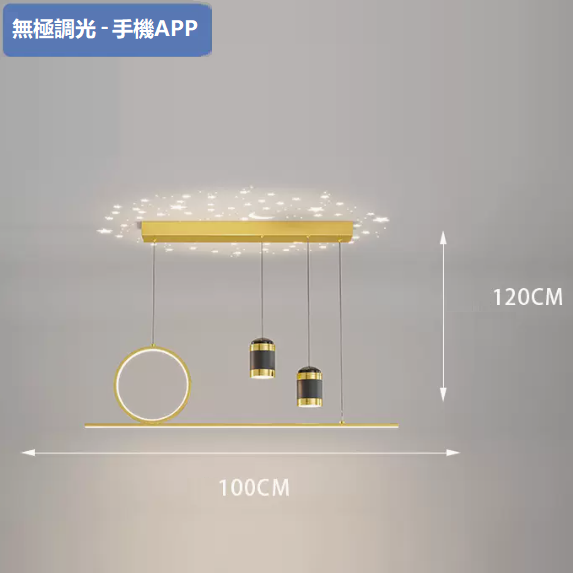 Hot selling ceiling lamp (1002 platinum_dining ceiling 100CM remote control + mobile phone APP [stepless dimming])