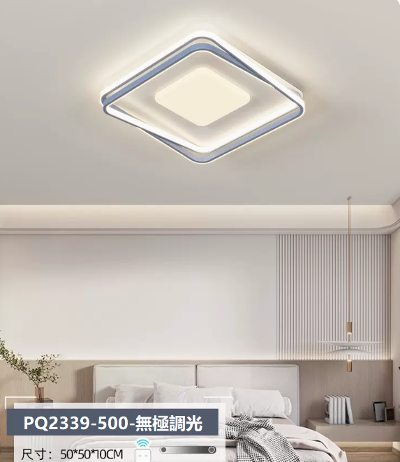 Hot Selling Ceiling Lamp (PQ2339 White_Bedroom Square 50CM Remote Control [Stepless Dimming])