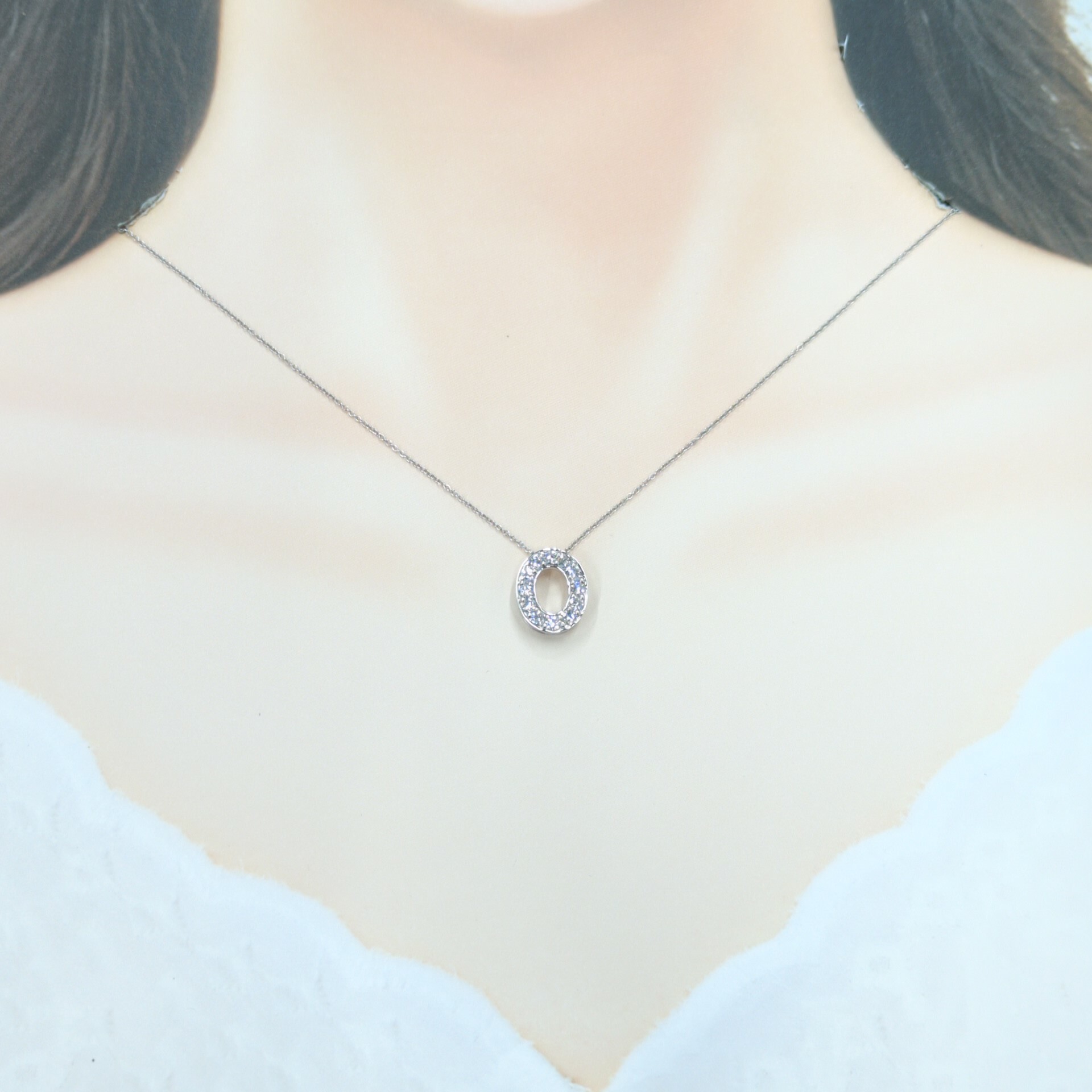 全新18K白金55份鑽石吊墜