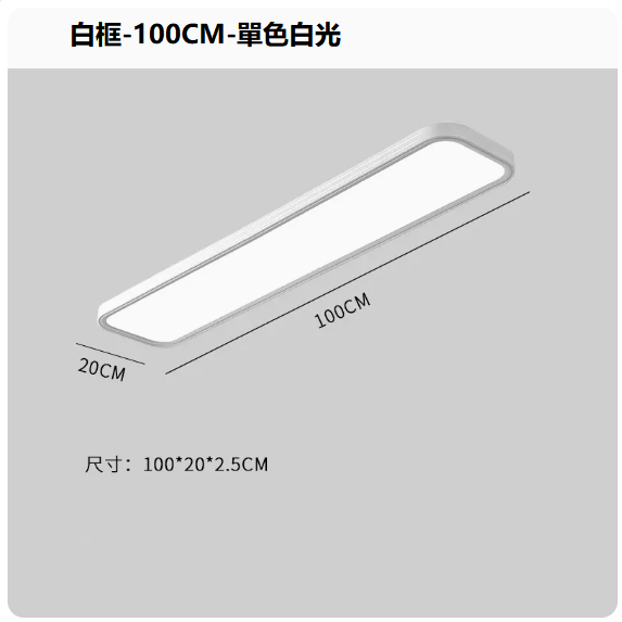 熱賣吸頂燈（白框100CM_單色白光）