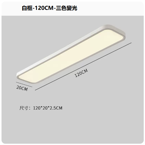 熱賣吸頂燈（白框120CM_三色變光）