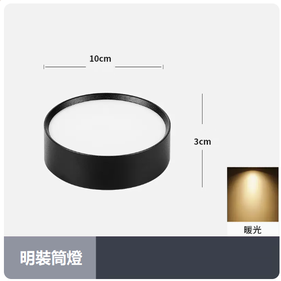 爆款天花燈（7W_暖光_黑殼）