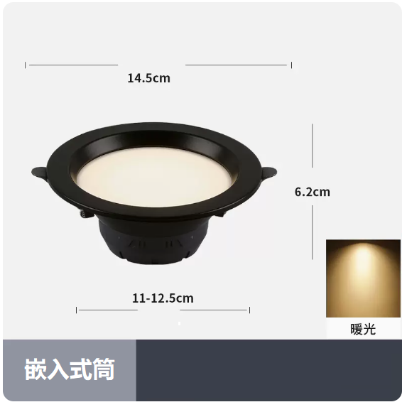 爆款天花燈（12W暖光_黑殼_開孔11_12.5CM）