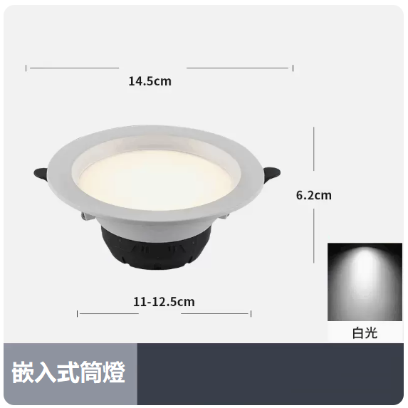 爆款天花燈（15W白光_白殼_開孔11_12.5CM）