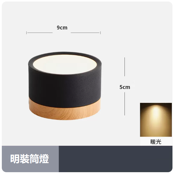 Popular ceiling lamp (7W_warm light_black shell)