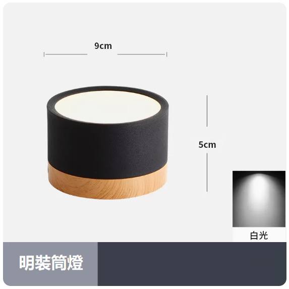 Popular ceiling lamp (7W_white light_black shell)