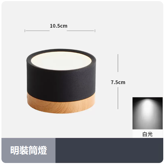 Popular ceiling light (12W_white light_black shell)
